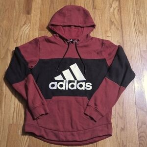 Adidas hoodie, size small women/men, dark red and black